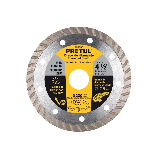 DISCO DE DIAMANTE DE 4-1/2¨ X 1.2mm RIN TURBO PRETUL