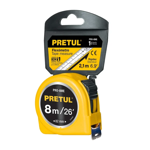 FLEXOMETRO AMARILLO 8 m CINTA 25mm