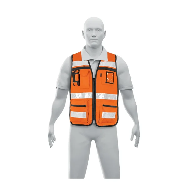CHALECO BRIGADISTA CON CINTAS REFLAJANTES NARANJA